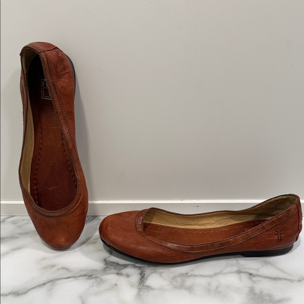 Frye Carson Ballet Flats women’s size 6 cognac leather